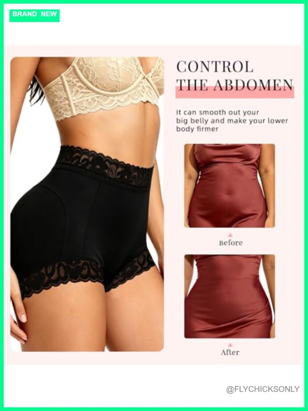High Waist Tummy Control Shapewear Shorts Butt Lifter Lace Panties - Picture 5 of 6